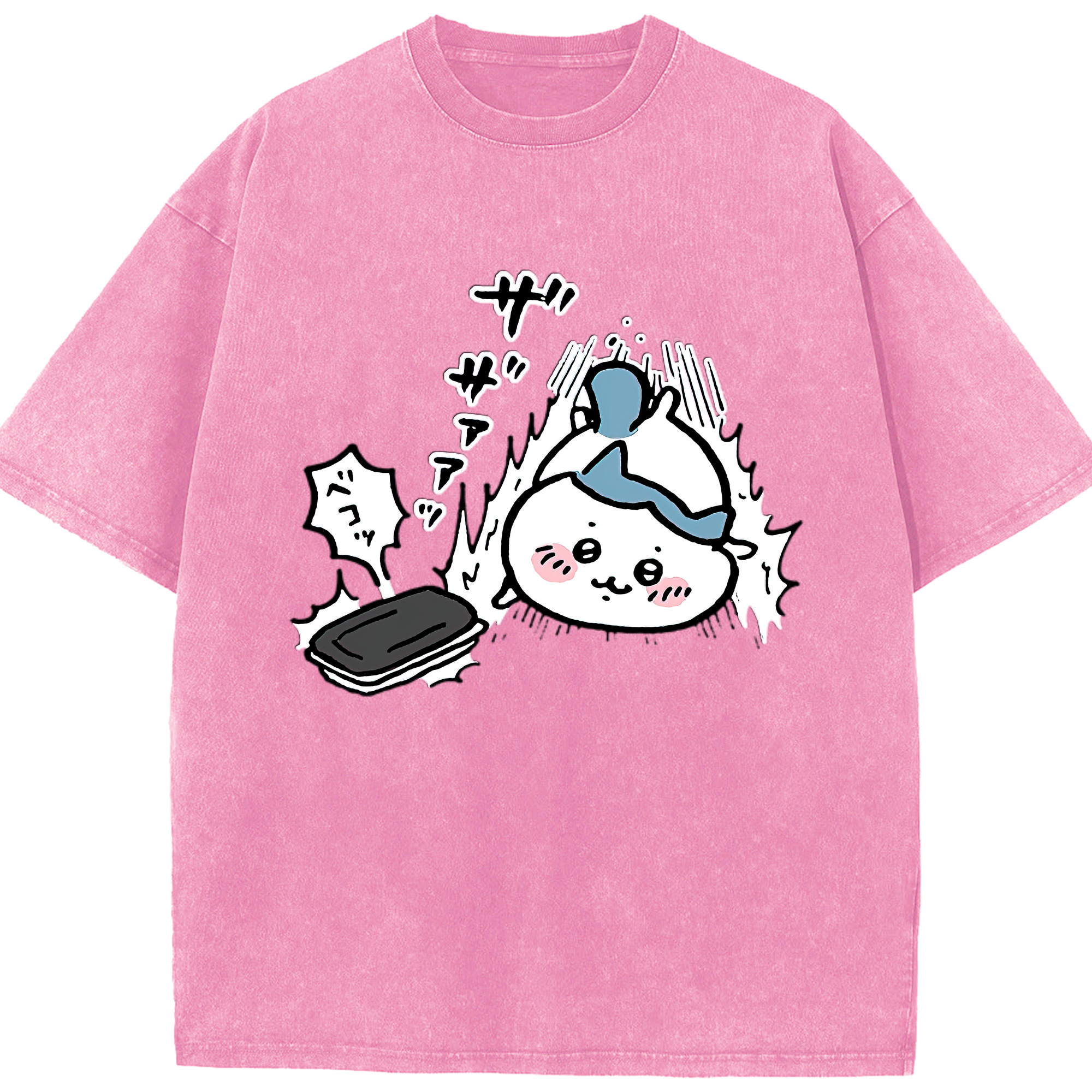 （画像用） ちいかわ ハチワレ Chii-kawa hachiware 綿100% ヴィンテージ風 半袖Tシャツ（フロントプリント）